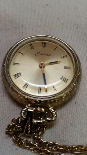 Vintage ENDURA Pocket Watch Necklace 24