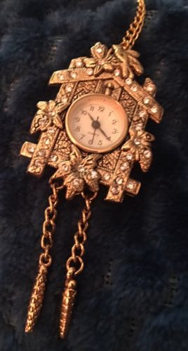 Cuckoo Clock Pendant Watch Necklace