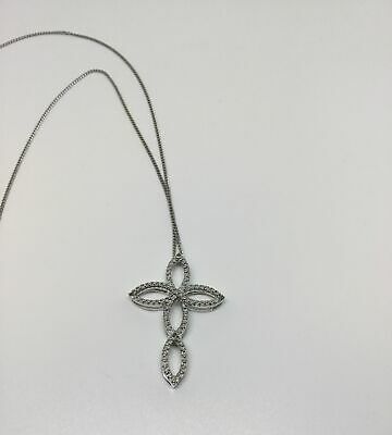 Diamond Accent Open Cross Pendant in Sterling Silver