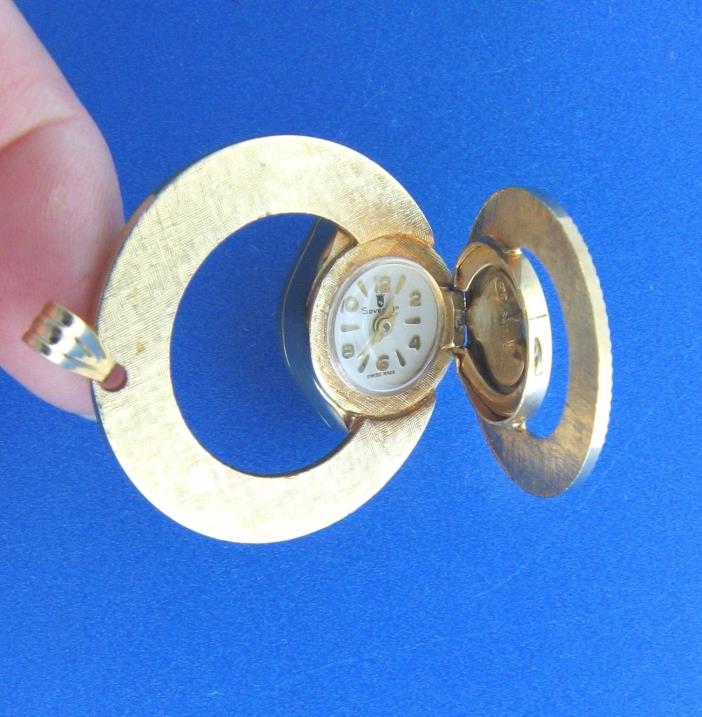 Vintage Sovereign Swiss Made Mechanical Watch Pendant Gold Tone
