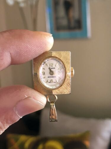 Lenga Antimagnetic Square Gold Pendant Watch Swiss Made Working Good