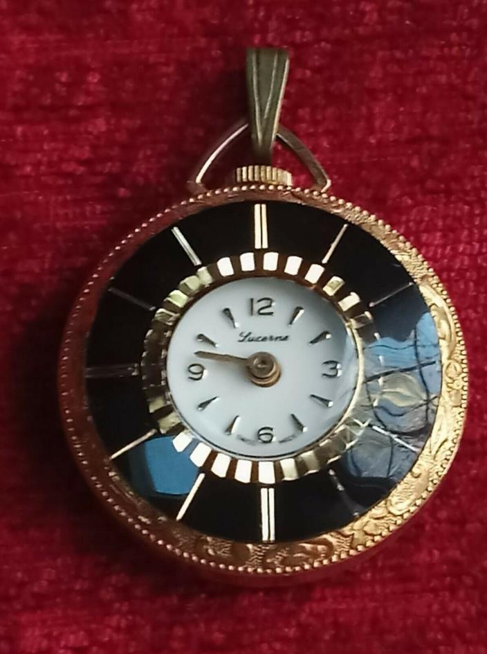 Vintage Lucerne Swiss Art Deco Hand-Winding Necklace Pendant Pocket Watch