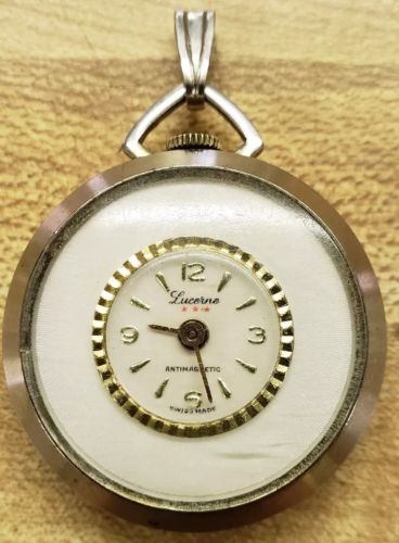 Vintage Lucerne Ladies Manual Movement Necklace Pendant Watch (Swiss) *Working*