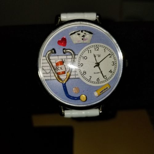 Whimsical Watches  Nurses Medical Working Great Shape Wristwatch White Band