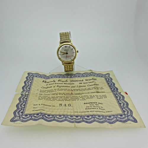Vintage Rhapsody Royale 21J USS Independence 14k Solid Gold Watch
