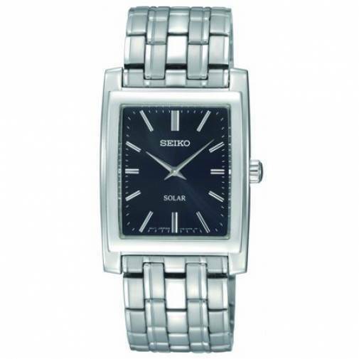 Seiko SUP899 Men's Solar Black Dial Silver-Tone Dress Stainless Steel Watch