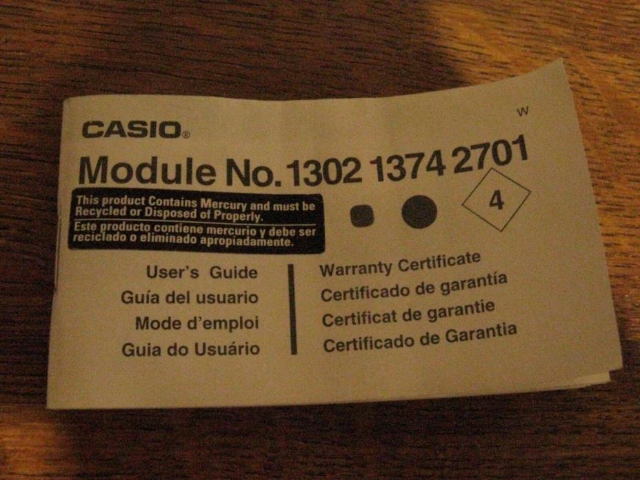 Instruction manual for CASIO watch--module no. 1302 1374 2701--EUC