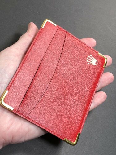 Vintage Rolex Red Leather Credit Card Holder Wallet Business Sport-coat  Slide