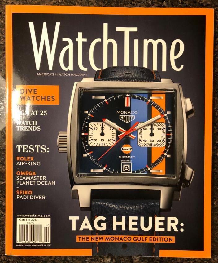 WatchTime Magazine October 2017 Dive Watches Tag Heuer Monaco Gulf Edition MINT