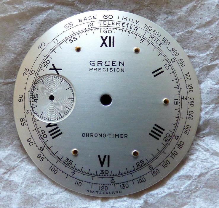 VINTAGE GRUEN CHRONO TIMER DIAL -  GOLD MARKERS - N.O.S