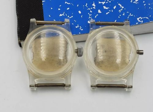 Rare Plastic Clear Watch Cases B.M. REID SONS Springfield IL. 10s Military?