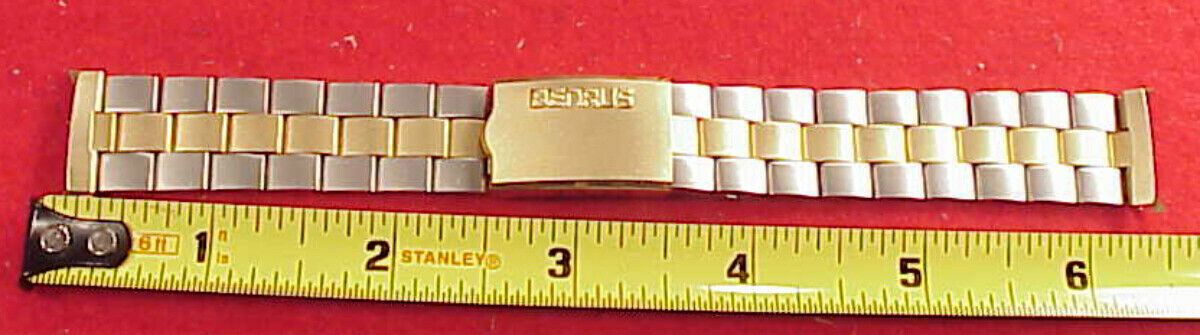 Vintage PROSPECT For BENRUS two tone heavy link watch band bracelet 16mm center