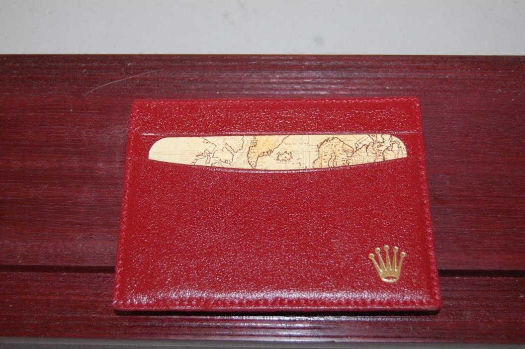 ROLEX MINT RED LEATHER CARD HOLDER VTG CIRCA 1990  GENUINE  unused  0101.60.34