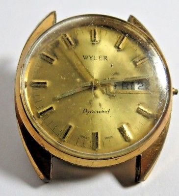 VINTAGE SWISS MENS WYLER DYNAWIND AUTOMATIC 17'J WRIST WATCH CALIBER 