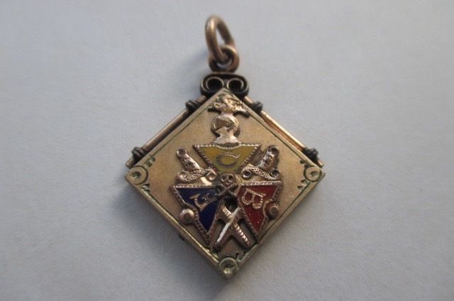 Antique Victorian Gold Filled Enamel FCB Watch Fob Charm Pendant