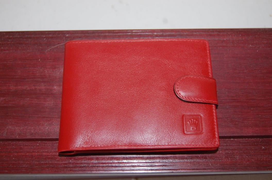 ROLEX MINT RED LEATHER WALLET BILLFOLD  VTG CIRCA 1990  GENUINE  unused 60.02.55