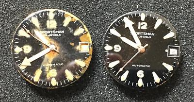 Lot of Two Elgin Sportsman M-134 Watch Movements and Dial Faces NOS