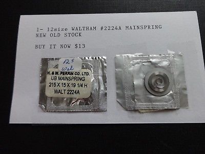 1 Waltham 12 Size #2224A Mainspring New Old Stock Watch Parts