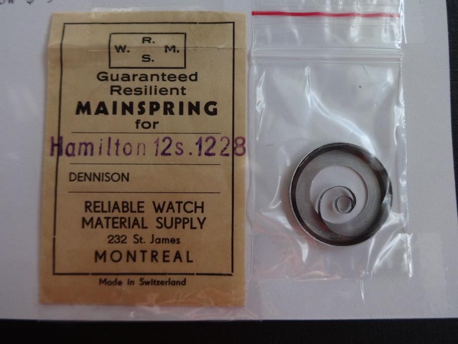 Hamilton 12 Size #1228 Mainspring New Old Stock Watch Parts