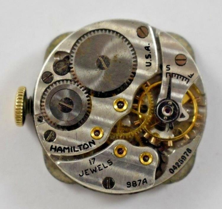 Vintage Hamilton Hand Wind Mechanic 17J Cal.987A Wrist Watch Movement lot.r