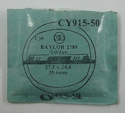 G-S WATCH CRYSTAL - CY915-50 - 27.3 x 24.4, 30.6 mm - for BAYLOR 2789 SWISS