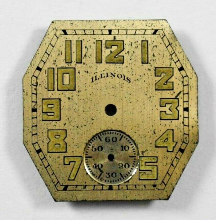 Vintage Illinois Mens Octagon Wrist Watch Dial lot.e
