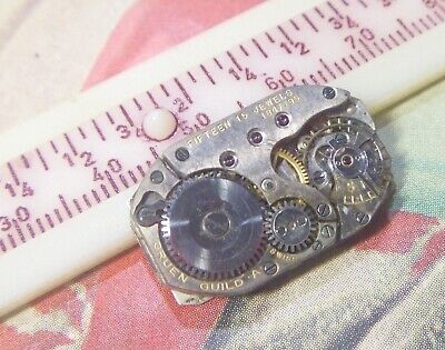 1920s Gruen Guild Caliber 335B 15 Jewels Ladies Wristwatch Movement Dial Hands!