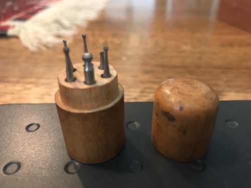 Vintage Watchmaker Tools Burs In Wooden Treen