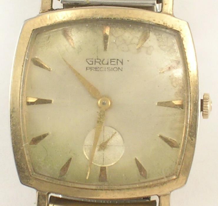 Gruen Precision Man's Wrist Watch with Broken Band Needs Trip to Watch Maker's