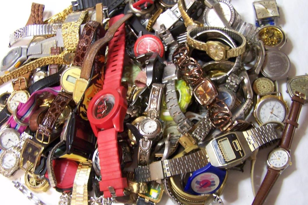 vintage collectible watch lot mixed for parts and repairs