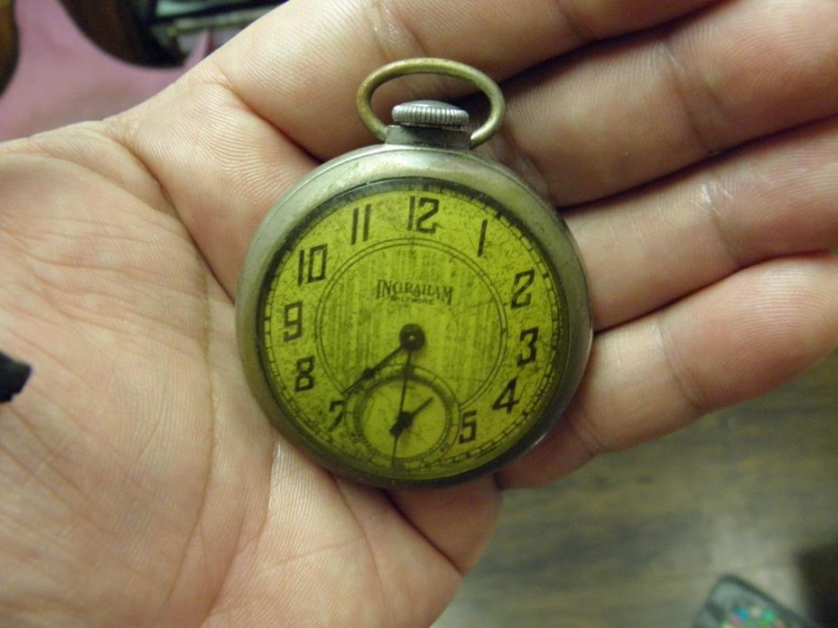 Vintage Art Deco Ornate Ingraham Biltmore pocket watch Working