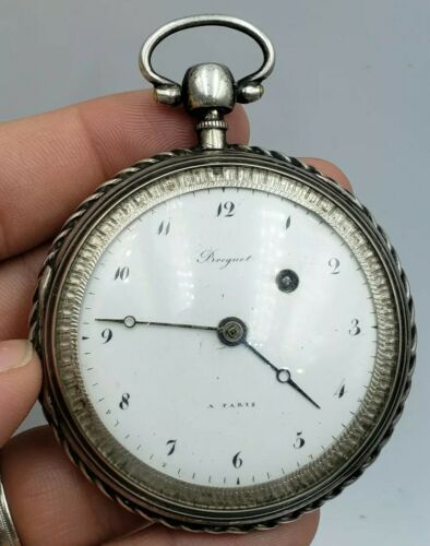 18th Century Breguet A Paris 60mm Fusee Silver Pocket Watch Good Balance