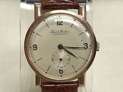 Vintage Paul Buhre Pavel Bure 14k Solid Rose Gold Watch Manual Wind 17J Cal 194