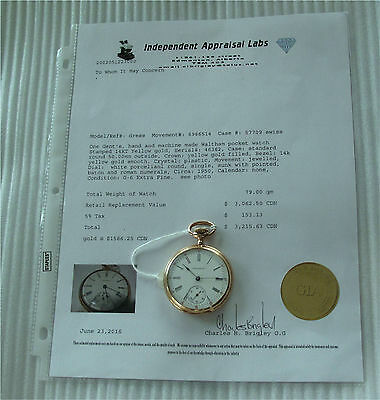 14K Gold American Waltham  Pocket Watch Circa 1894 Working $3200+  Not Scrap