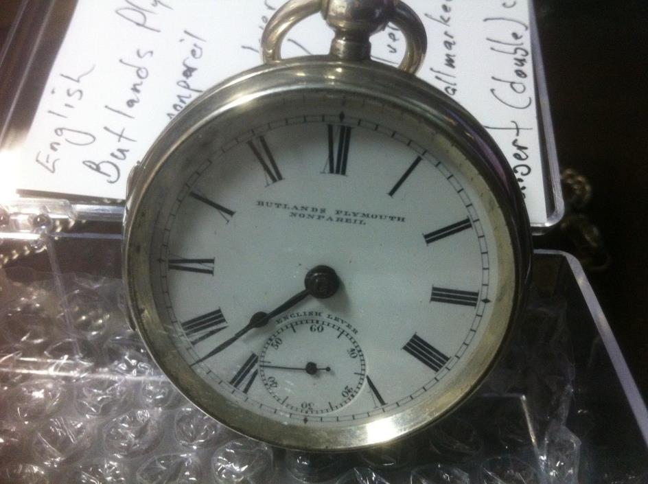 Edwardian Silver English Lever Pocket Watch with SOLID SILVER Chain