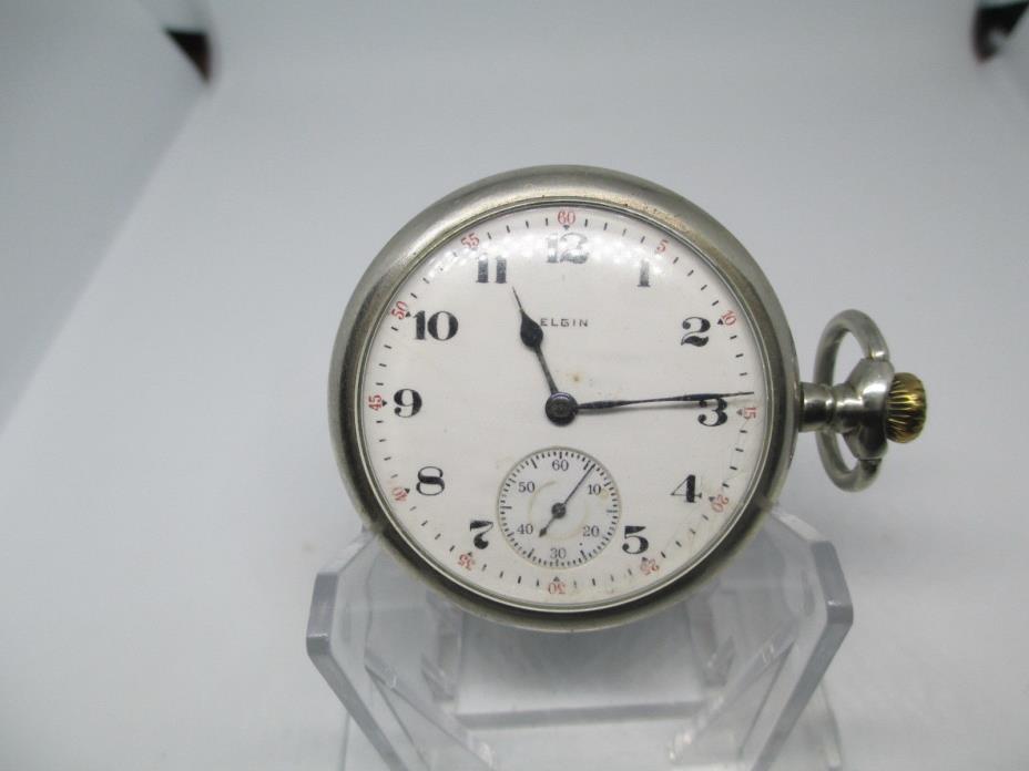 1921 ELGIN Sidewinder 16s Grade 290  7 Jewel Pocket Watch Runs and Stops