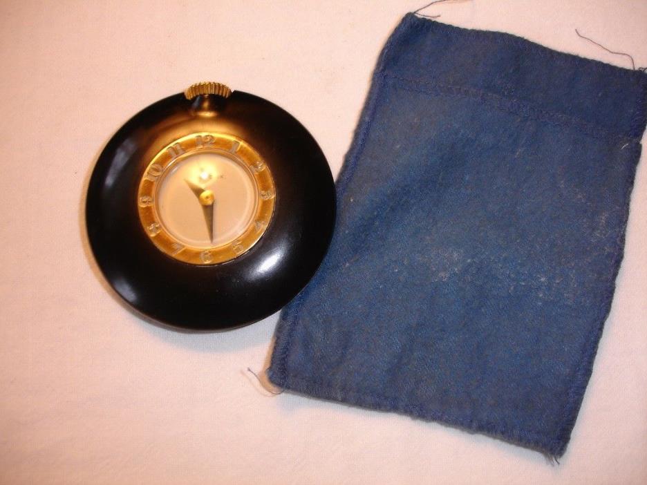 Vtg 1930's Westclox Art Deco Bakelite Handbag Pocket Travel Watch Devaulchier