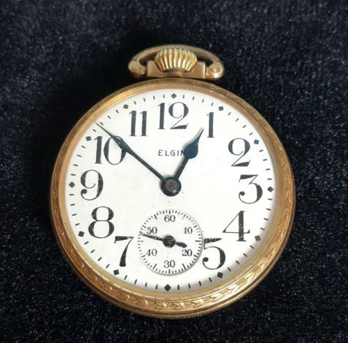 Vintage Elgin 7 Jewel Pocket Watch 10 Karat Rolled Gold Plated