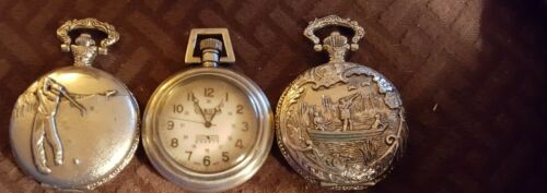 3-Vintage pocket watches for parts or u might fix.