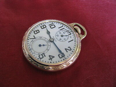Elgin Vintage 21j 16s Gold Fill Railroad Pocket Watch w/ up down indicator 1927