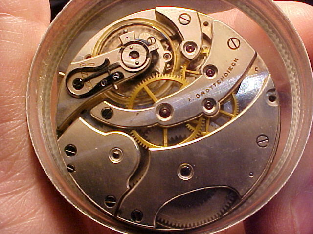 43.2mm F Grottendieck high grade  pocket watch movement w good staff
