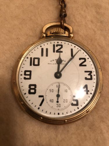 HAMILTON RAILWAY SPECIAL 992B 21J RAILROAD RR POCKET WATCH - 10K GOLD F CASE