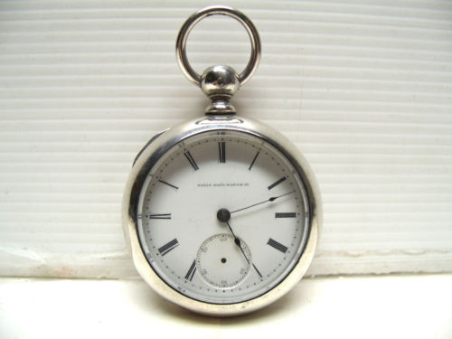 ANTIQUE ELGIN 18S KW POCKET WATCH HEAVY COIN SILVER CASE 449475 RUNS WELL 1876