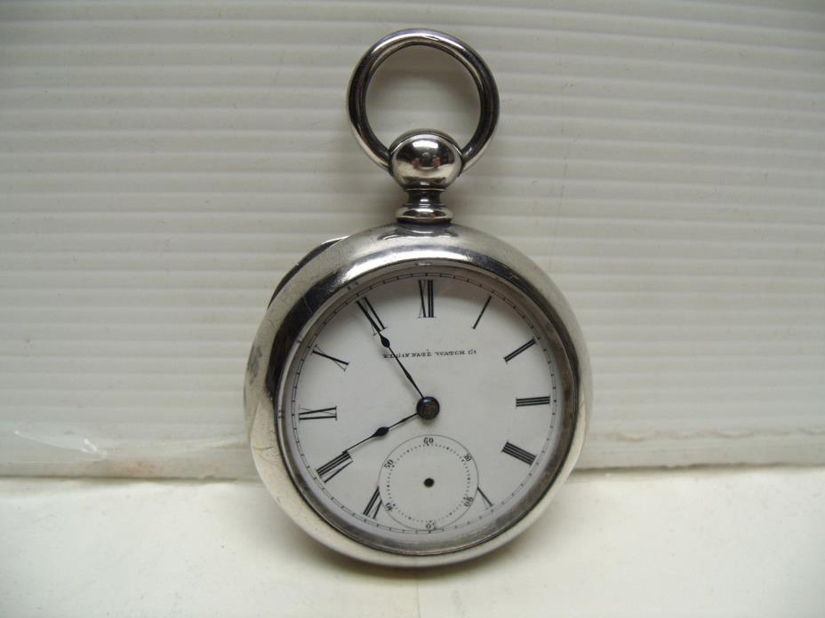 ANTIQUE ELGIN POCKET WATCH 11J 1880 KEY WIND COIN SILVER CASE