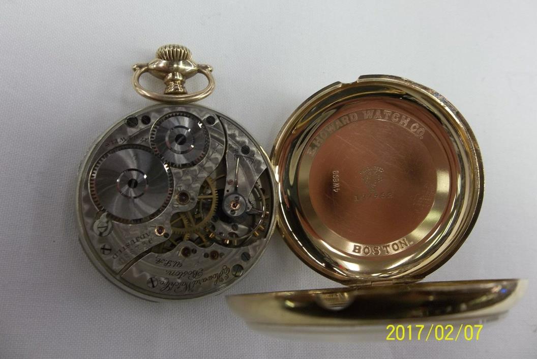 RARE VINTAGE E.HOWARD BOSTON 14K SOLID Gold Pocket Watch 16S Size 17JEWEL1909