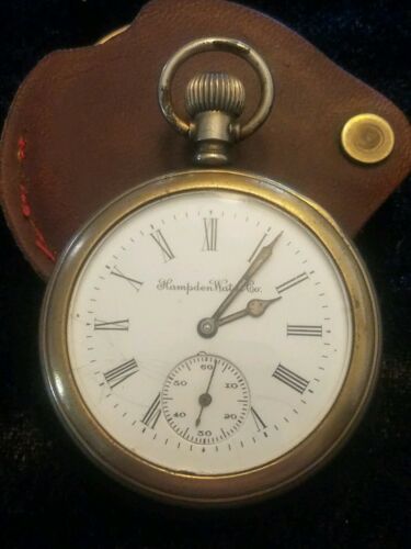 1916 Hampden Minute Man Pocket Watch ~ Glass Back Salesman Display ~ 17 Jewel