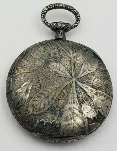 Art Nouveau Antique Silver Pocket Watch Case Fancy Floral Design RARE L W Co