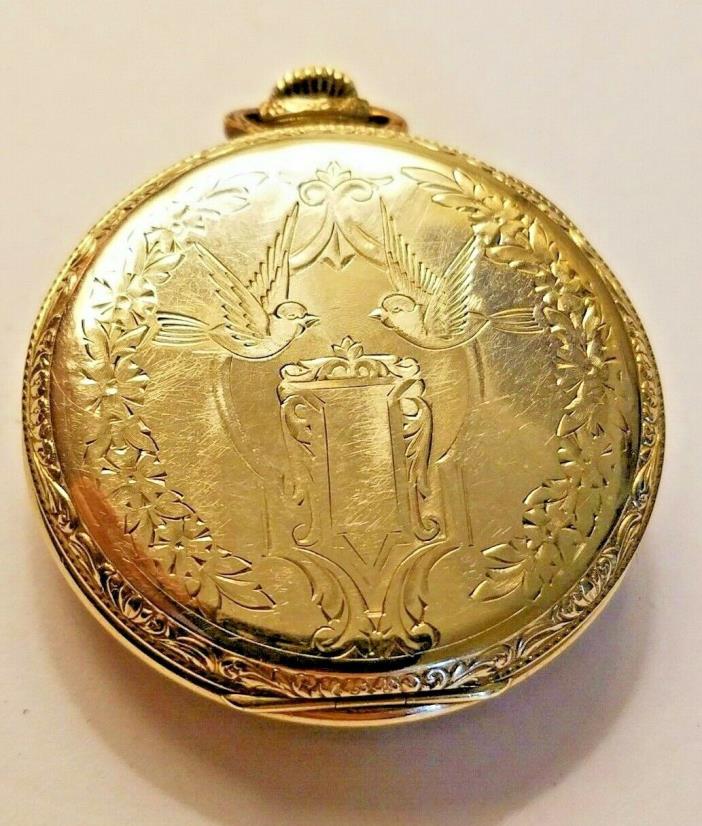 Vintage 1923 Illinois Pocket Watch - Size 12 - 19 Jewels - 14k Gold Filled