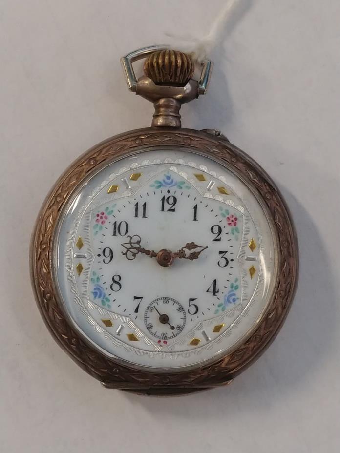 Vintage GALONNE lever set Pocket Watch .800 Silver for parts or repair