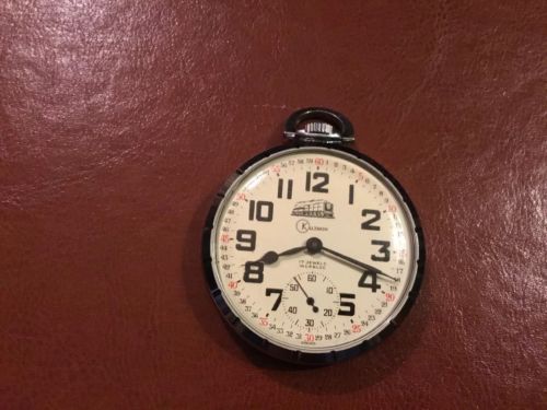 Kaltron Silver Tone Incabloc Railroad Style Open Face Pocket Watch 17Jewel~works